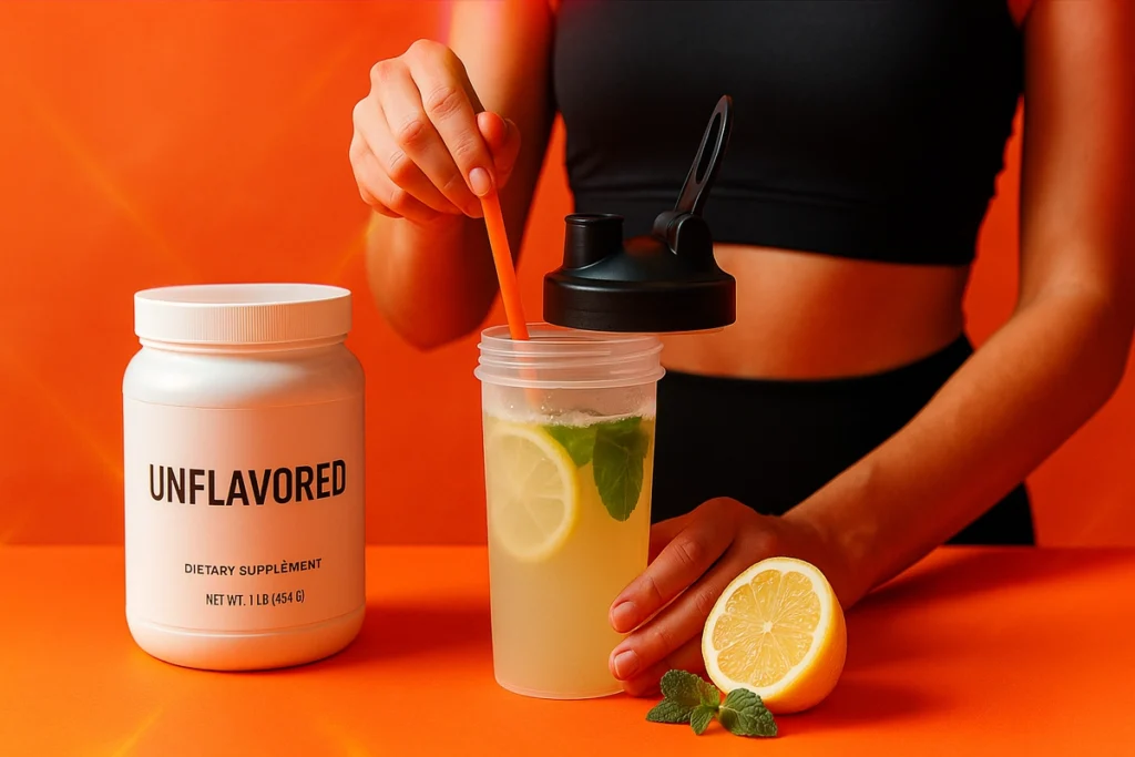 clean BCAA supplement mixed with lemon and mint in shaker bottle