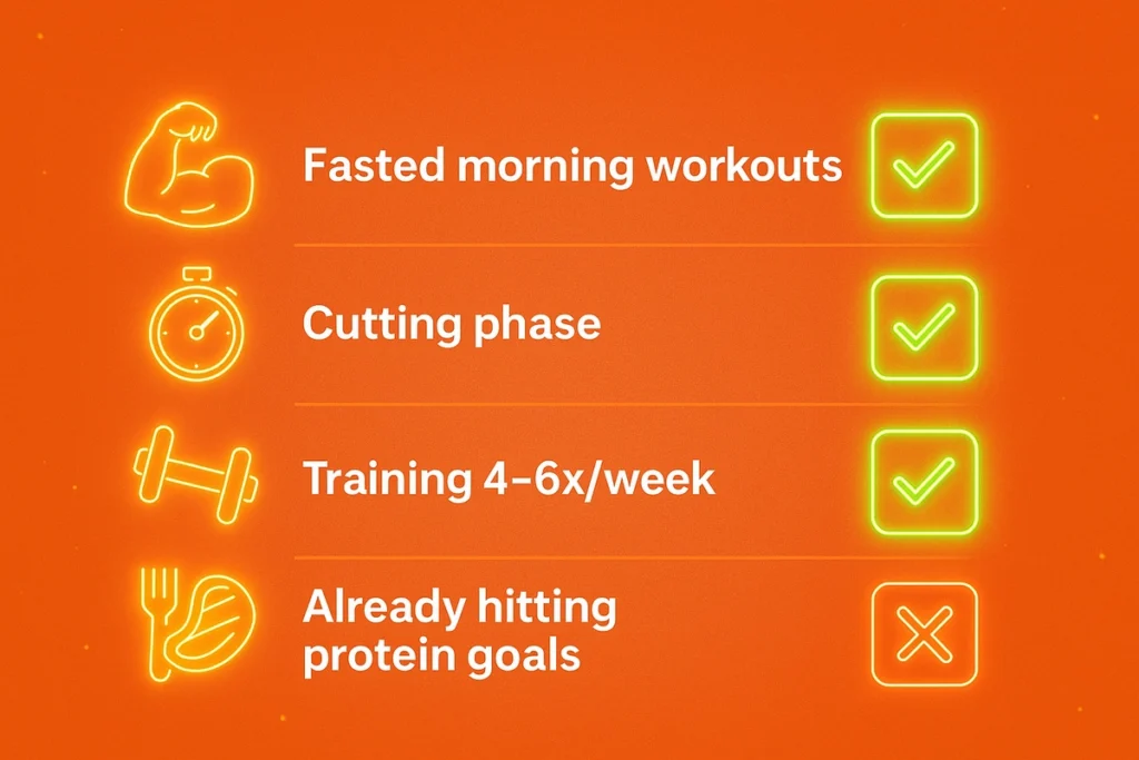 Visual summary chart of when women should use BCAAs for strength and recovery