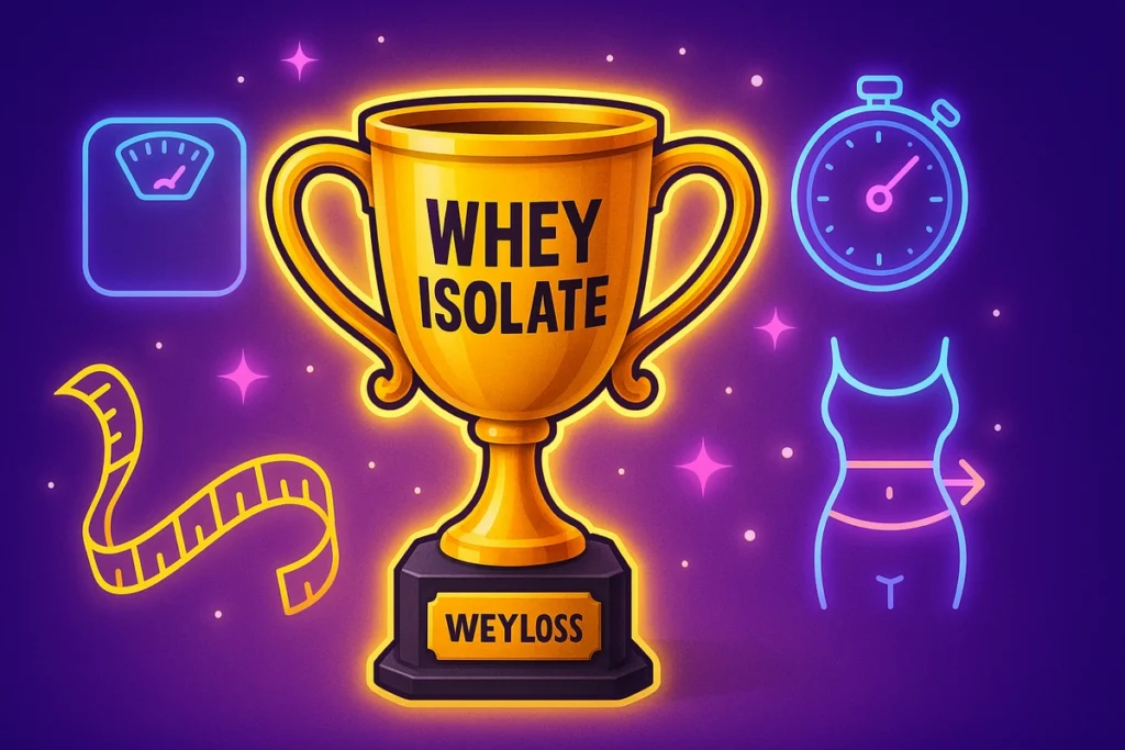 Whey isolate shown as the top choice for fat loss in final comparison image