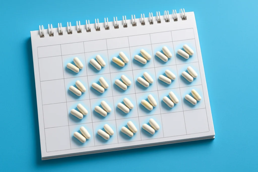 Calendar with daily beta-alanine intake for consistent muscle saturation