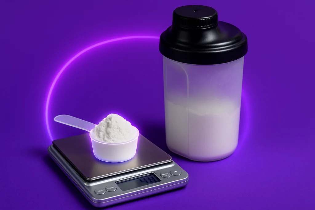 Recommended beta-alanine dosage for women with 3.2 to 4 grams shown in practical supplement setup.