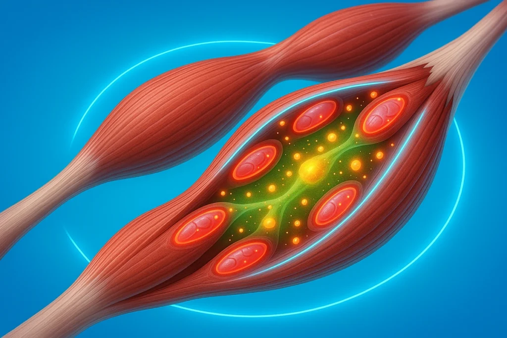 Diagram showing beta-alanine increasing carnosine levels in muscle tissue