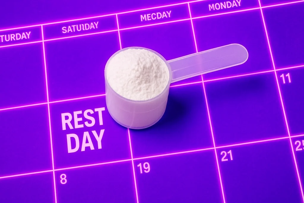 beta-alanine scoop placed on calendar marked rest day