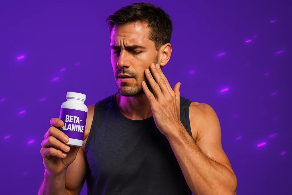 athlete experiencing tingling side effect of beta-alanine supplement