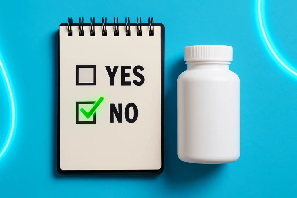 Checklist with beta-alanine supplement and green yes check mark