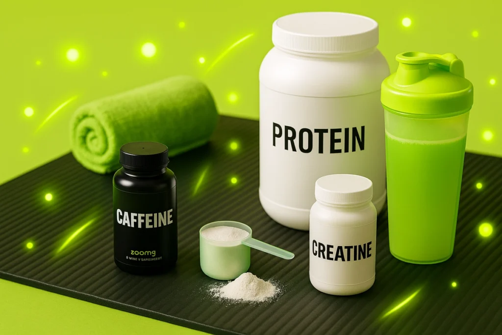 Caffeine, creatine, and protein stacked together for post-workout recovery