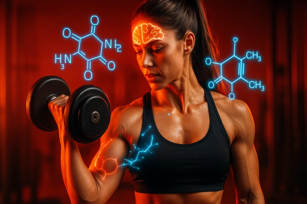 Athlete training with enhanced energy and focus from caffeine