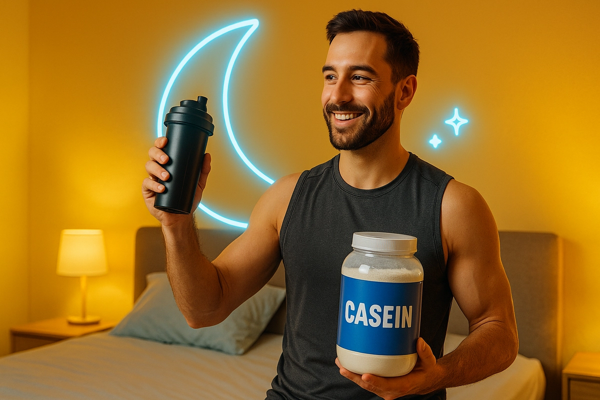 Casein protein used before bed for slow digestion and overnight muscle recovery