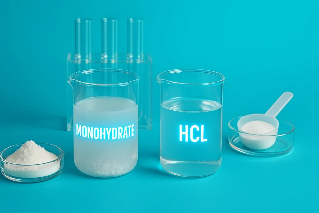 lab comparison of creatine monohydrate and HCL solubility and bioavailability