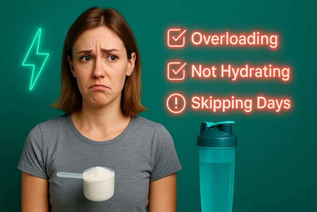beginner mistakes with creatine usage and warning symbols