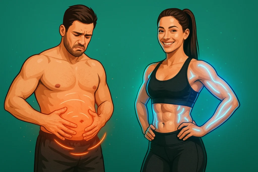 Comparison between digestive bloating and healthy water retention from creatine
