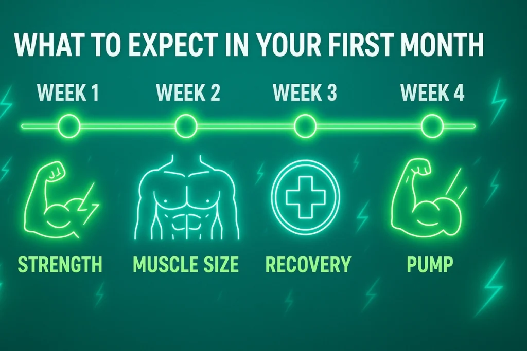 visual timeline of creatine progress during first month