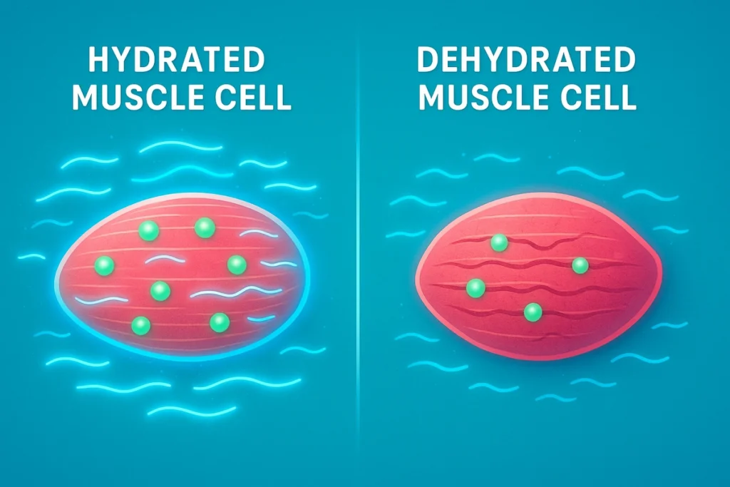comparison of hydrated and dehydrated muscle cells with creatine