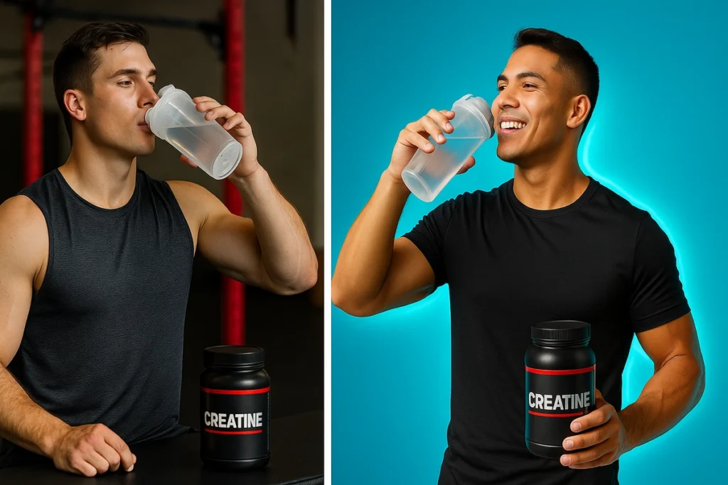 water intake with creatine shown before and after workout