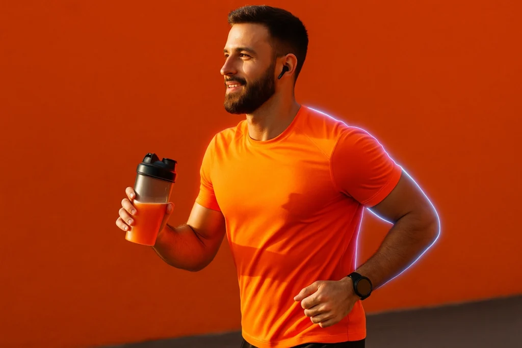Athlete doing fasted cardio after taking BCAAs to preserve muscle