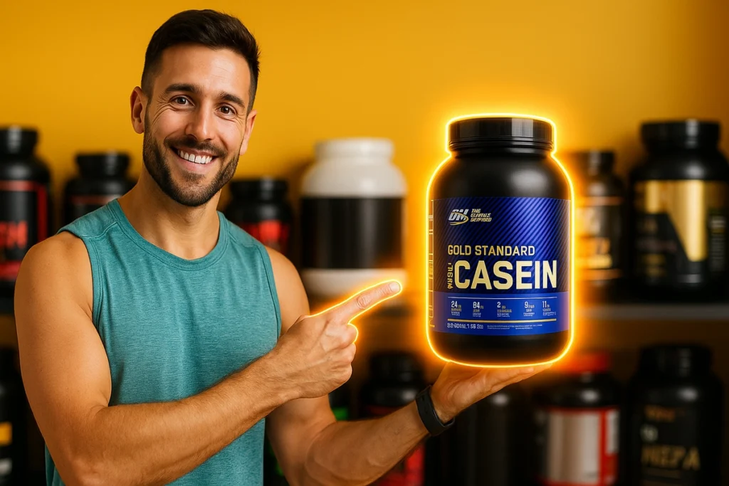 Athlete choosing the best casein protein powder for performance and recovery