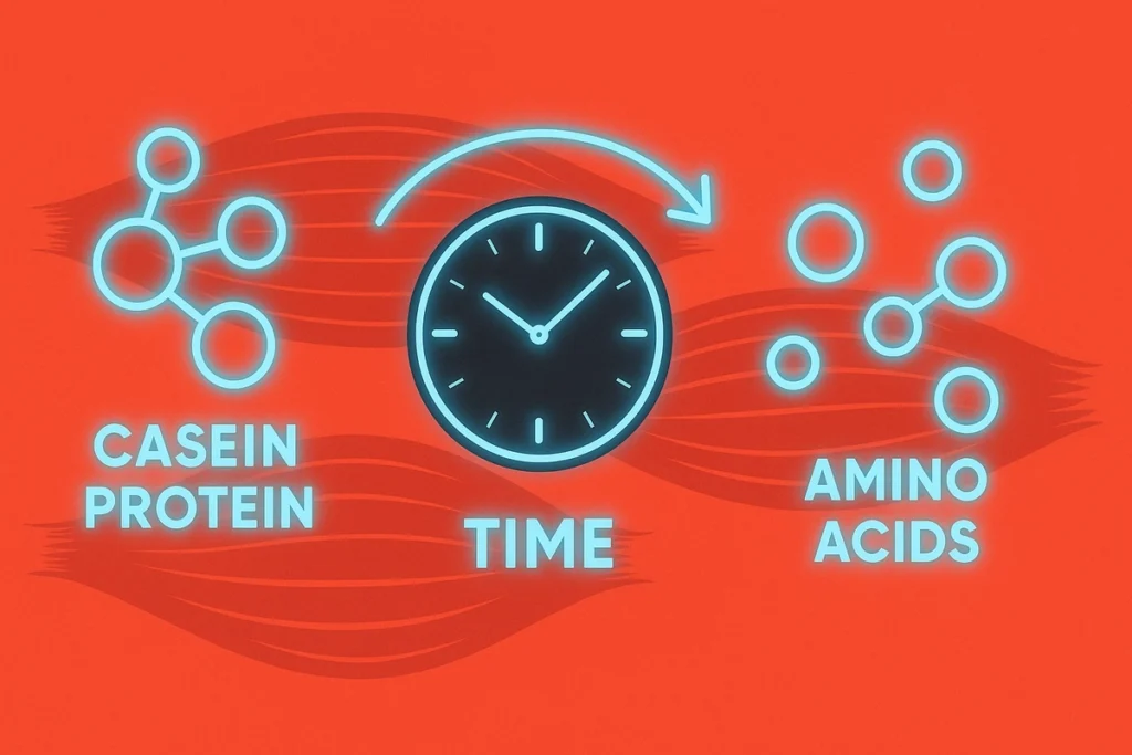 Casein protein digestion with slow-release amino acids