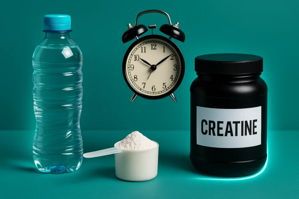 creatine dosage and timing guide with scoop and schedule