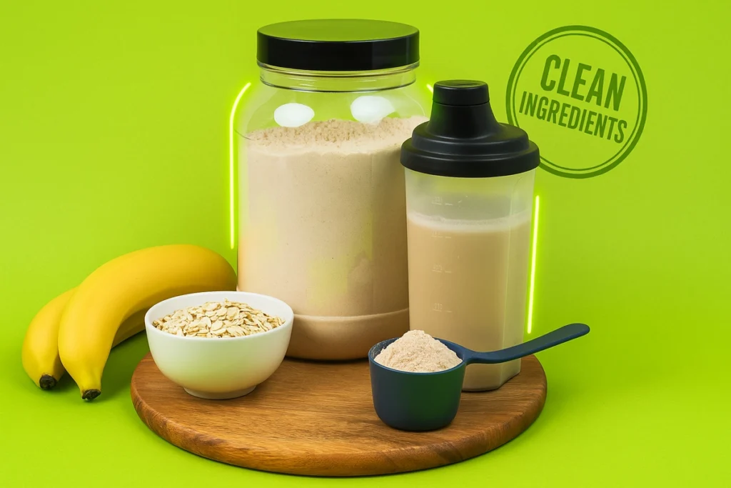 Clean ingredients for best ectomorph mass gainer including oats and whey