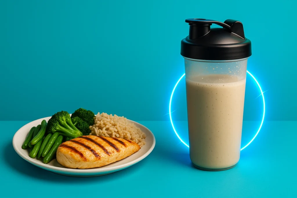 Comparison between protein-rich meal and whey shake as supplement
