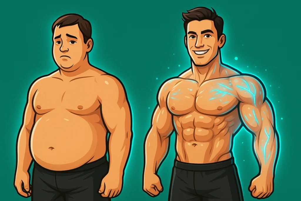 Visual comparison of subcutaneous bloating vs intramuscular water from creatine