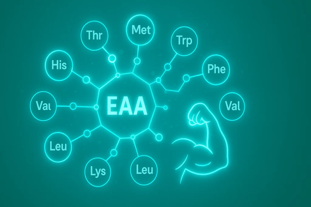visual showing EAA structure and benefits for muscle maintenance