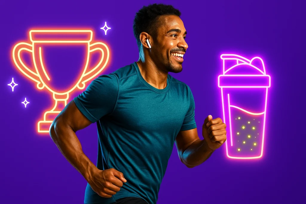 Runner recovering with BCAA supplement after long-distance cardio