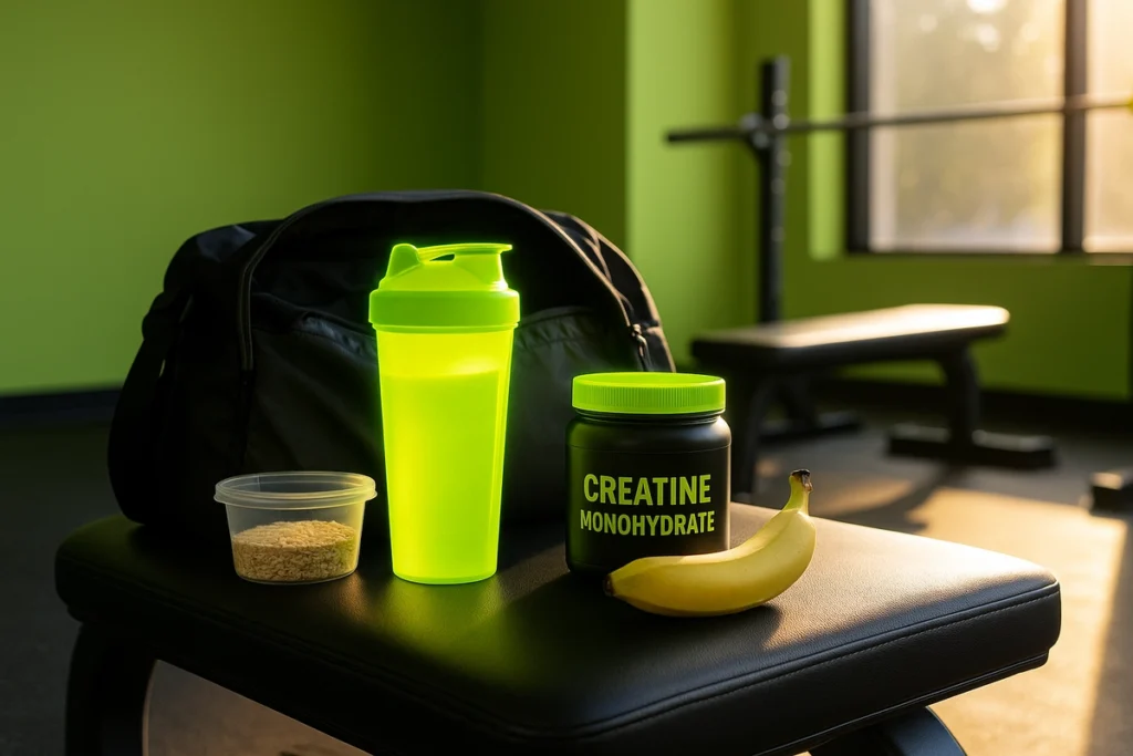 Creatine and shake setup for post-workout timing