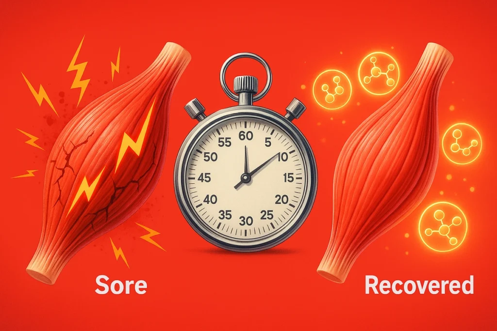 Visual comparison of muscle recovery time with and without EAAs