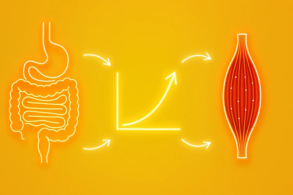 Graphic showing digestion, insulin, and muscle as key absorption factors