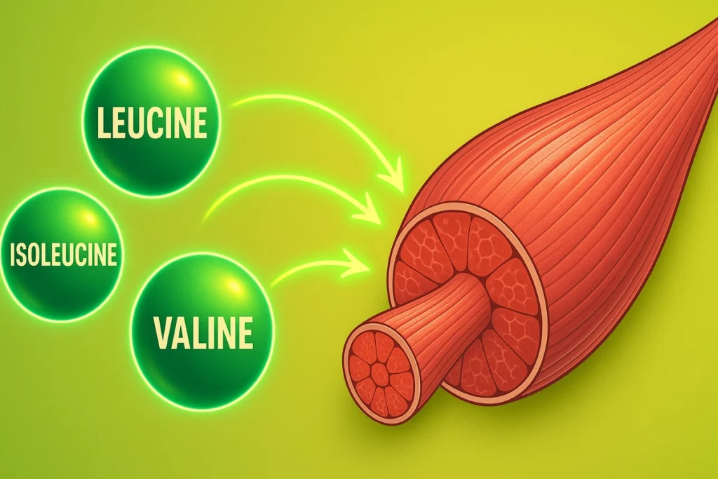 Illustration of how BCAAs support muscle function and protein synthesis