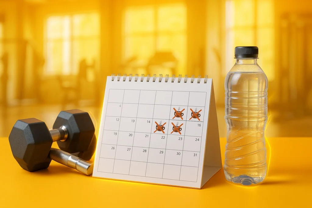 Calendar showing break from caffeine for better training results