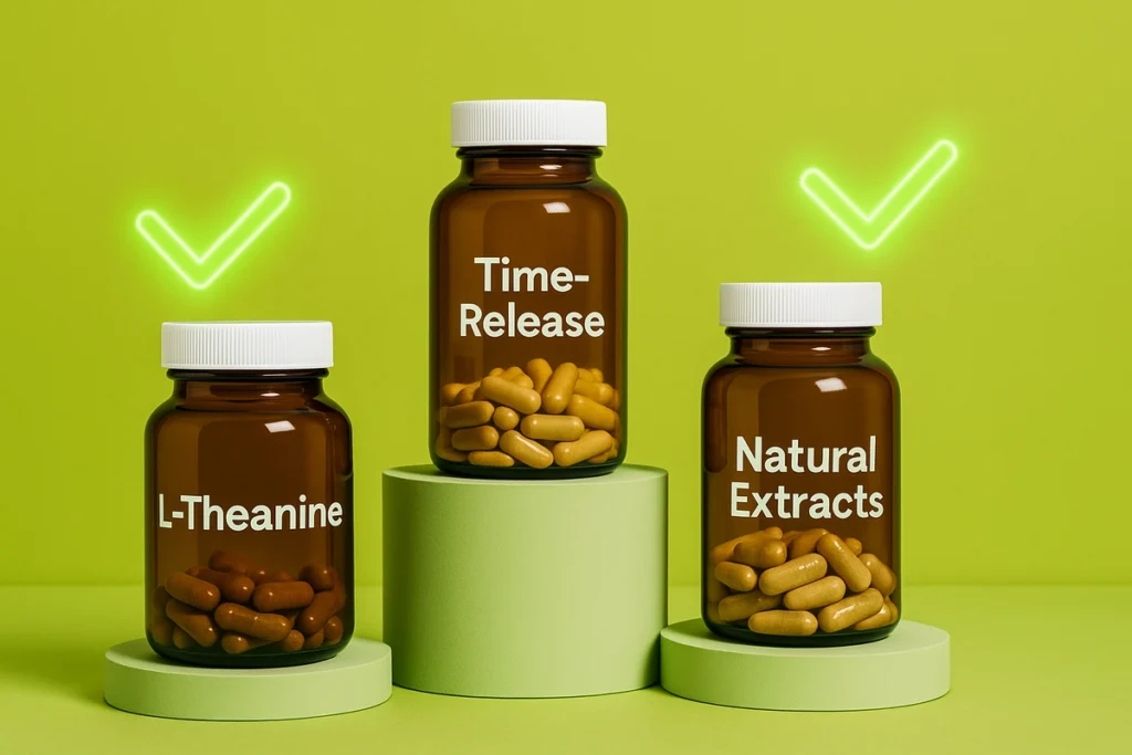 top caffeine supplements with no crash on podium display