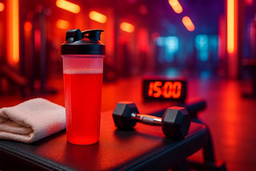 Vegan BCAA supplement ready for intra-workout use in the gym