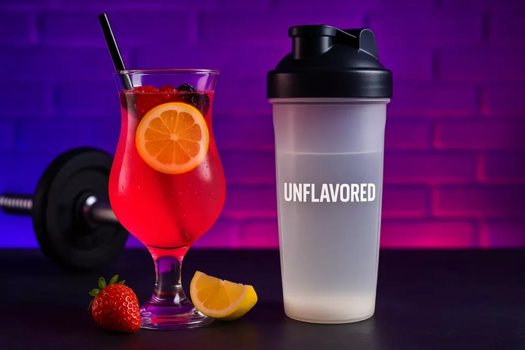 Checklist comparing pros and cons of flavored vs unflavored BCAAs