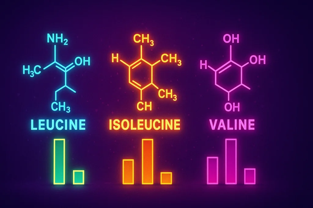 BCAA ratio chart explaining leucine, isoleucine, and valine roles