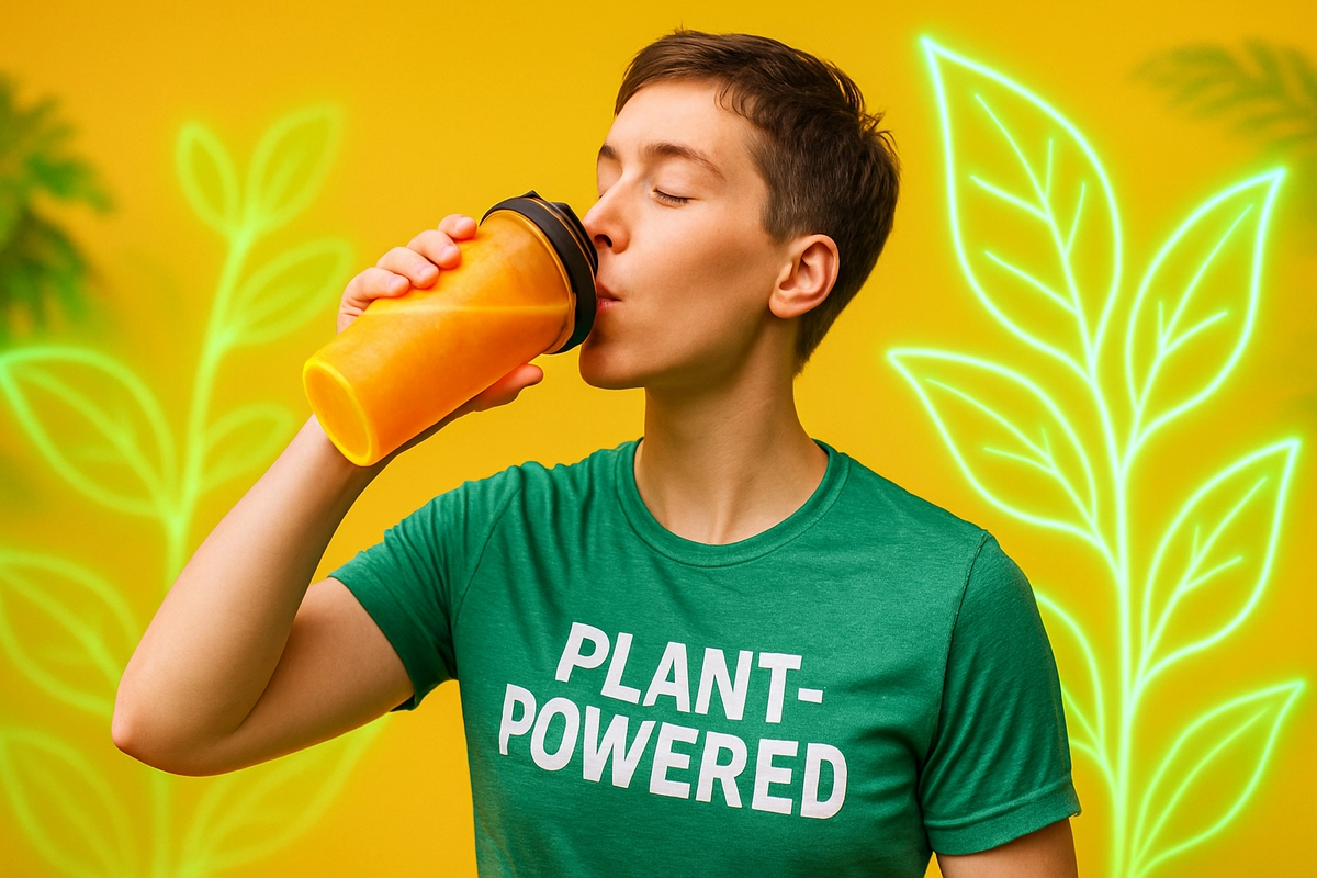 Vegan athlete taking beta-alanine supplement before workout outdoors