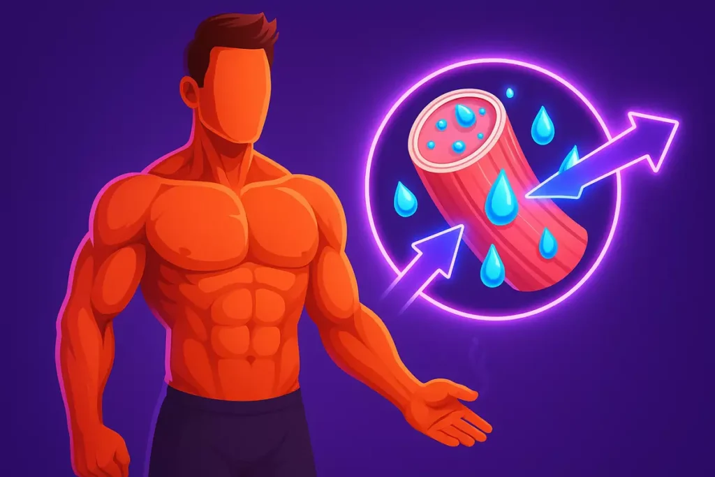 muscle cells showing reduced water retention after stopping creatine