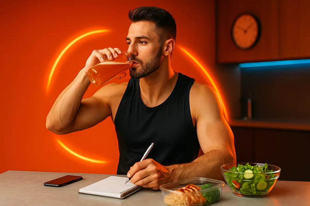 Athlete using caffeine to control appetite during a cutting phase in a modern fitness setting