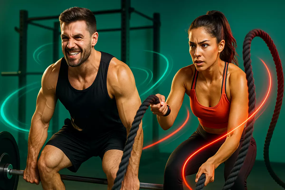 Athlete using caffeine and beta-alanine stack for power and endurance in intense gym workout