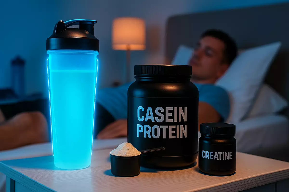 Main thumbnail image showing casein protein and creatine stack for muscle recovery and growth