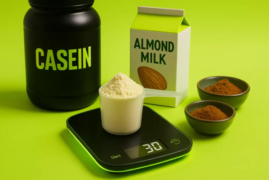Measuring and mixing the right dosage of casein protein for muscle gains