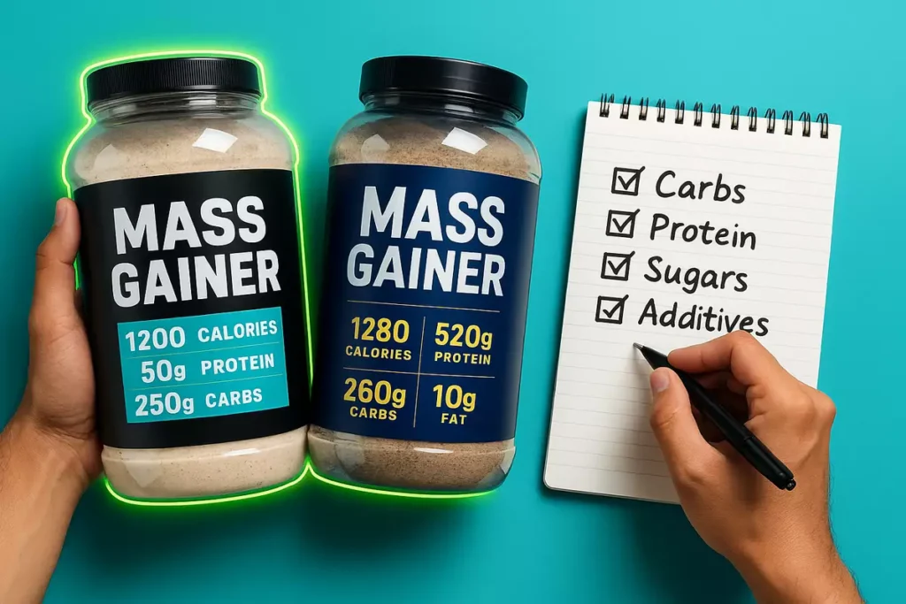 Comparing supplement labels to choose the best mass gainer for athletes