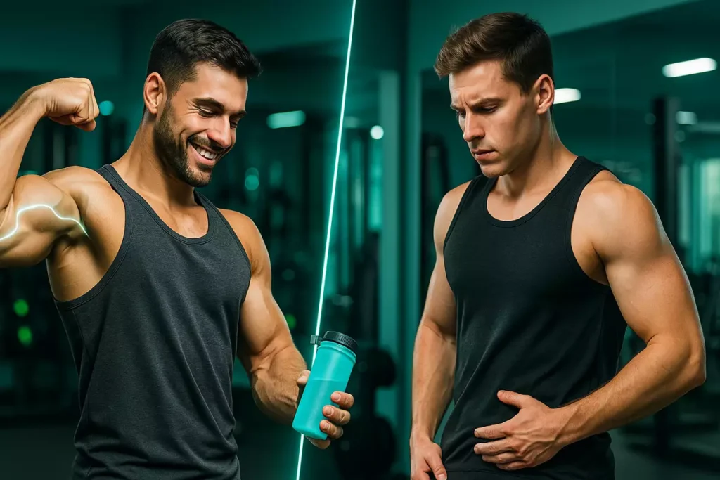 Split image showing fast and slow muscle response to creatine in two individuals