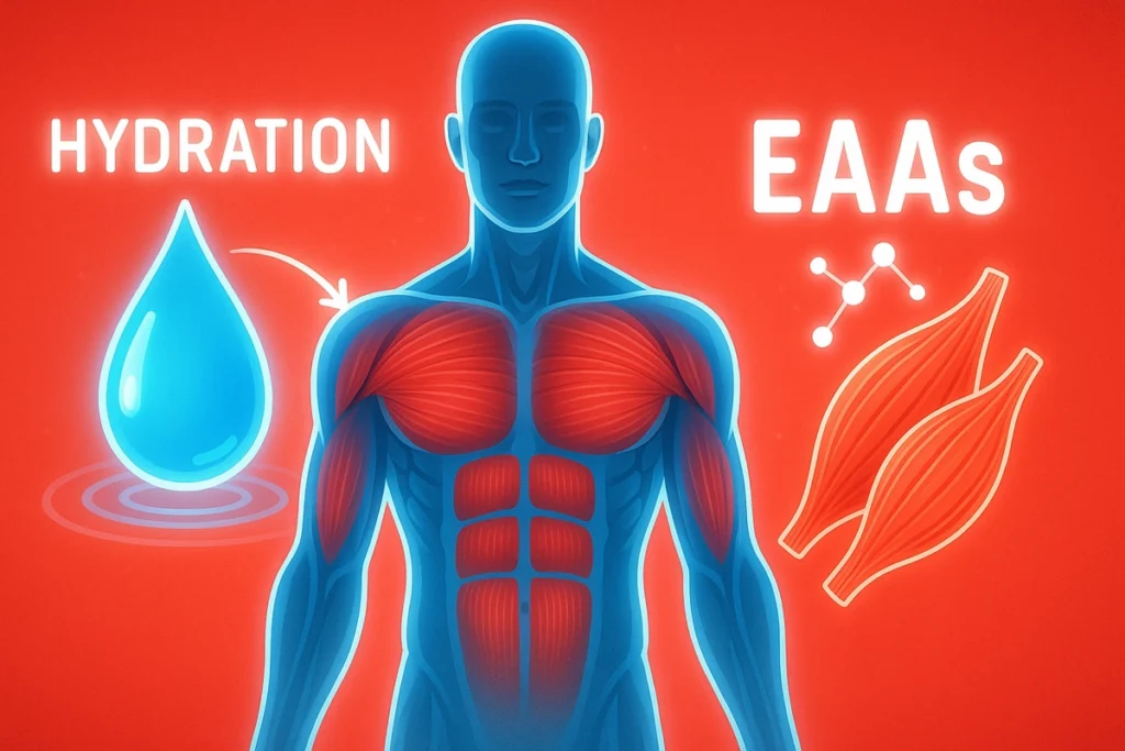 Illustrated view of EAAs supporting hydration and muscle function in the body