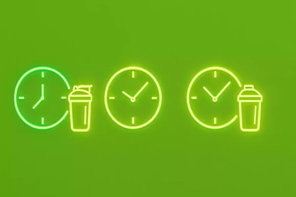 Best times to take EAAs on rest days shown with clock and supplements