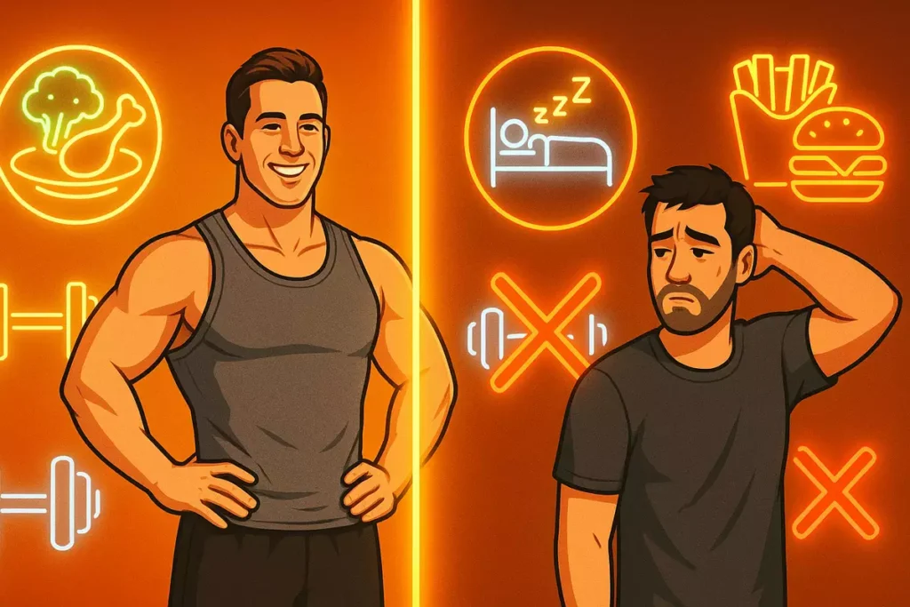 Comparison of good and bad habits affecting mass gainer muscle growth results