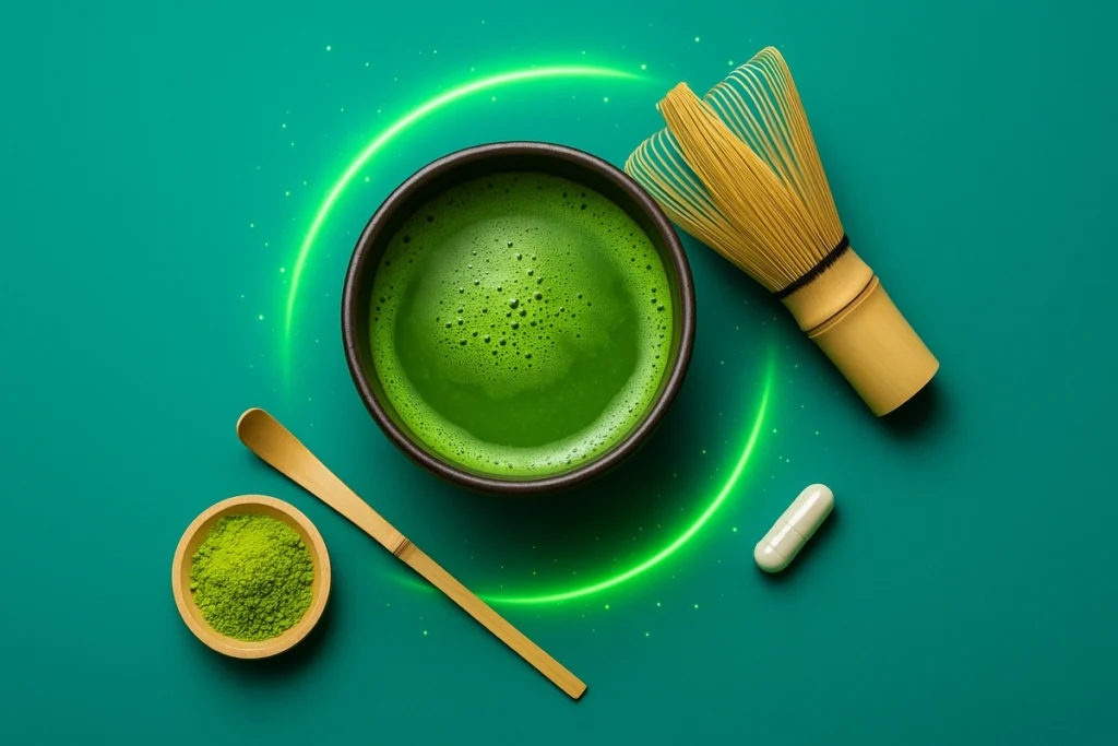 Matcha green tea as a clean caffeine source for smooth energy