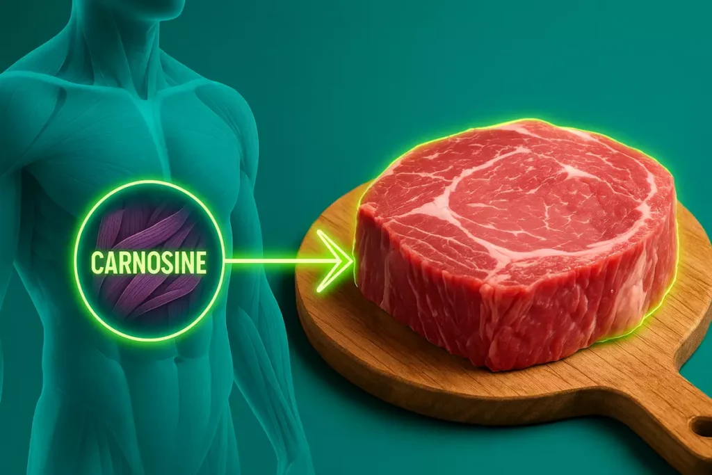 Visual explanation of why meat contains beta-alanine through carnosine content