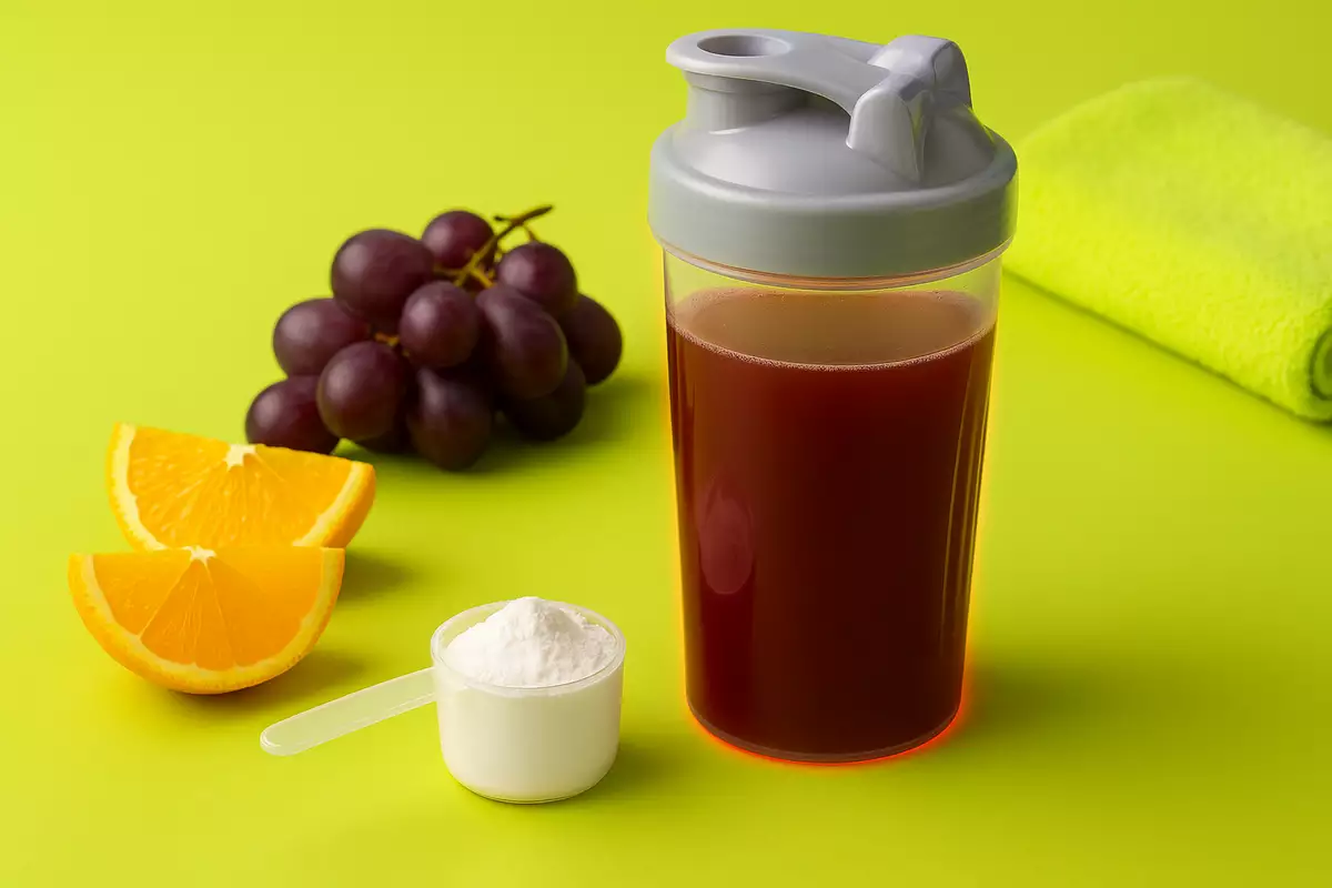 Mixing creatine monohydrate with juice in a shaker for better absorption and taste